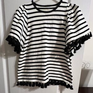 Kate Spade XS black/white top with fringe